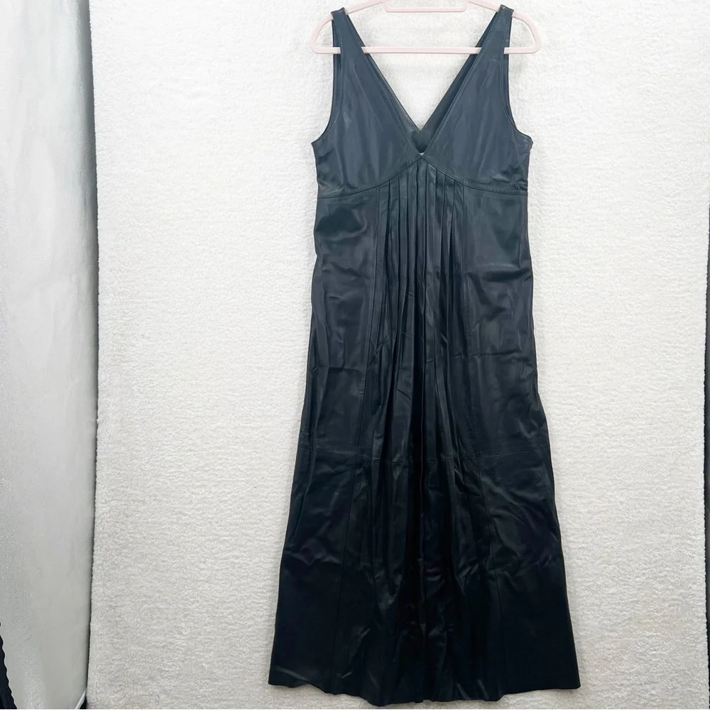 Massimo Dutti black sheep leather limited edition dress size S - Picture 4 of 11